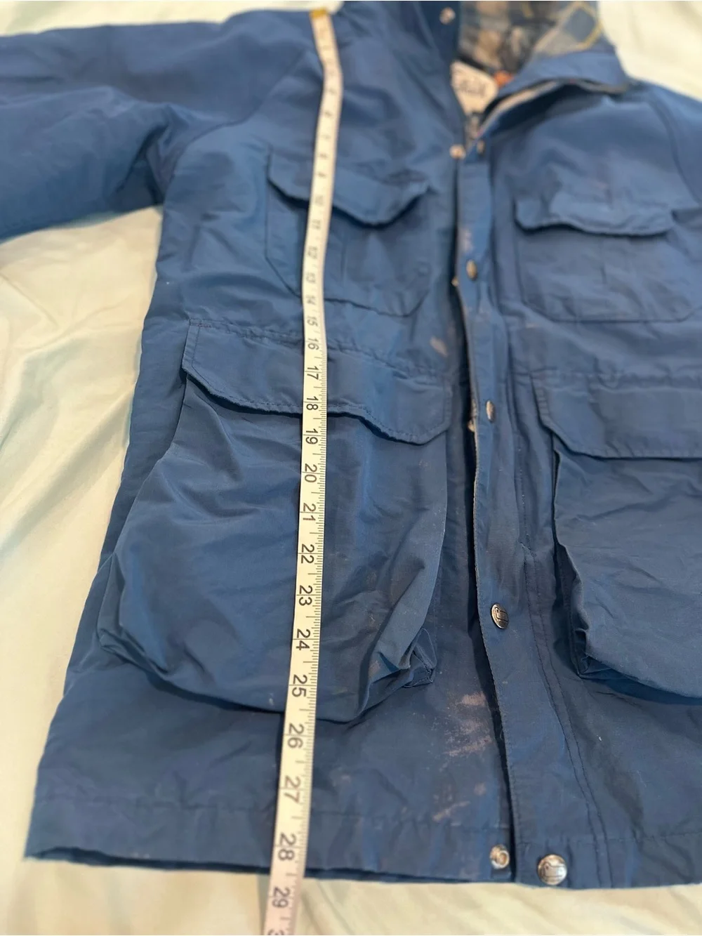 VTG 90s USA Woolrich Jacket Blue Parka Chore Barn Utility Wool Flannel Lined.